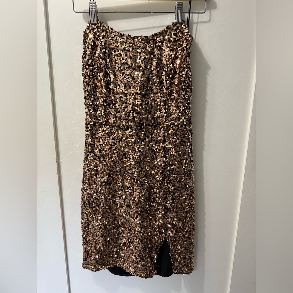 Bear Dance Gold Sequin Mini Dress – Sparkly Party/Clubwear, Size L